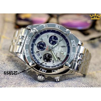 Replica Chronomat Japan Quartz Chronograph  Mens Watch Gray Dial Jubilee Bracelet SS C12