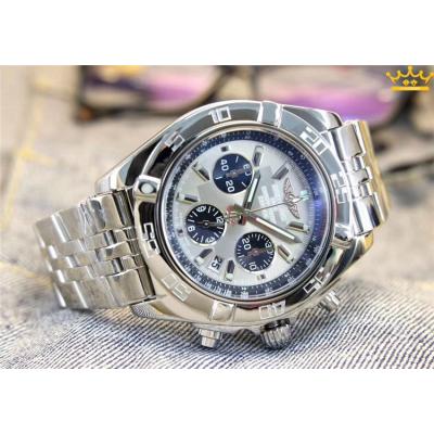 Replica Chronomat Japan Quartz Chronograph  Mens Watch Gray Dial Jubilee Bracelet SS C12