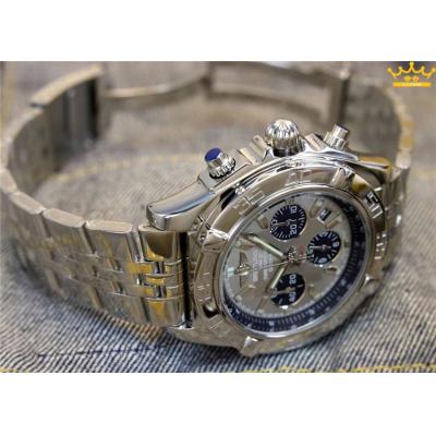 Replica Chronomat Japan Quartz Chronograph  Mens Watch Gray Dial Jubilee Bracelet SS C12