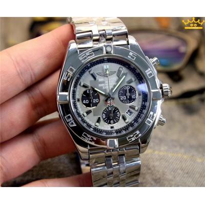 Replica Chronomat Japan Quartz Chronograph  Mens Watch Gray Dial Jubilee Bracelet SS C12