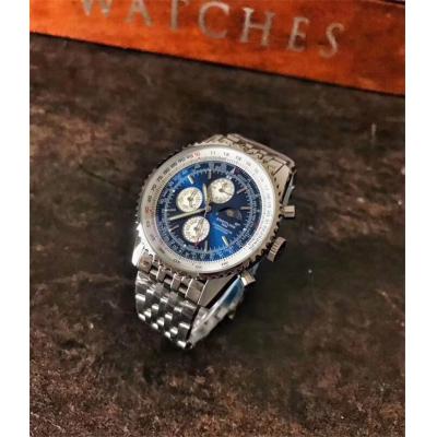 Replica Navitimer Japan Quartz Chronograph  Mens Watch Blue Dial Stainless Steel C13