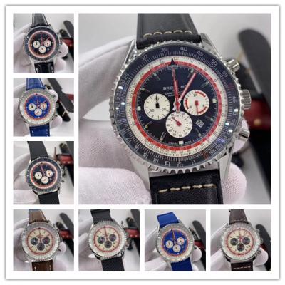 Replica Navitimer Japan Quartz Chronograph  Mens Watch Black Dial Leather Strap A C18