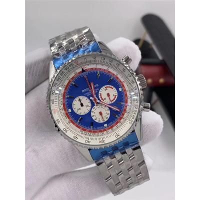 Replica Navitimer Japan Quartz Chronograph  Mens Watch Blue Dial Stainless Steel B C18