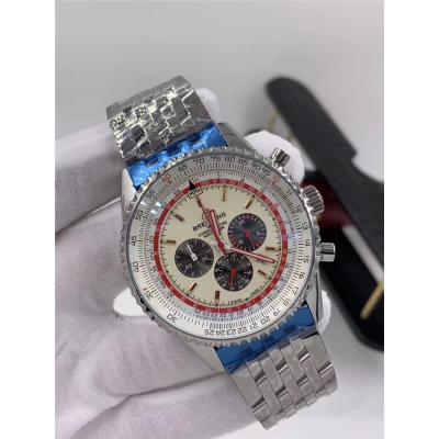 Replica Navitimer Japan Quartz Chronograph  Mens Watch Blue Dial Stainless Steel B C18