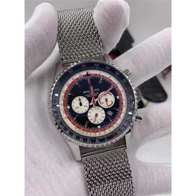 Replica Navitimer Japan Quartz Chronograph  Mens Watch Blue Dial Stainless Steel B C18