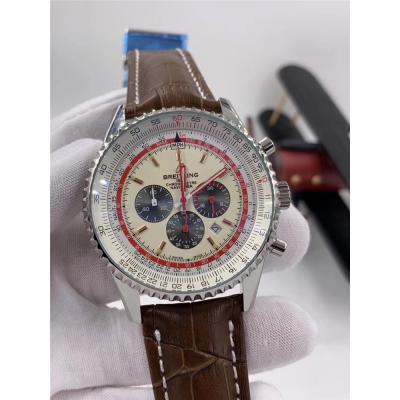 Replica Navitimer Japan Quartz Chronograph  Mens Watch Blue Dial Stainless Steel B C18