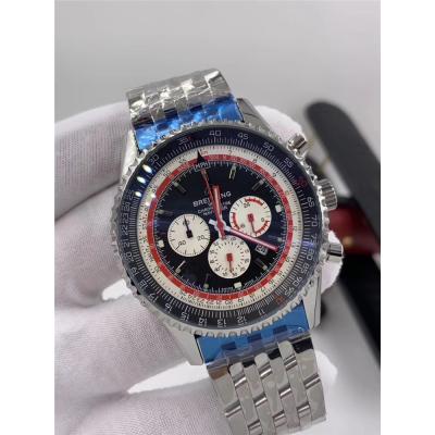 Replica Navitimer Japan Quartz Chronograph  Mens Watch Blue Dial Stainless Steel B C18