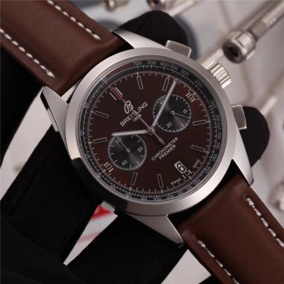 Replica Premier Japan VK Quartz Chronograph Mens Watch Black Dial Leather Strap C22