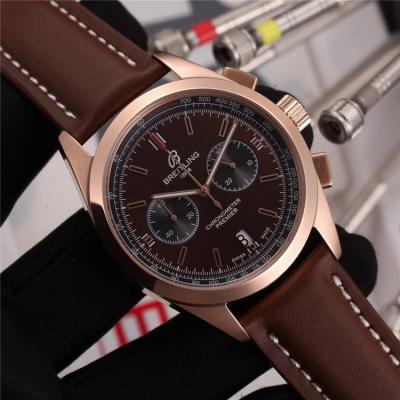 Replica Premier Japan VK Quartz Chronograph Mens Watch Black Dial Leather Strap C22