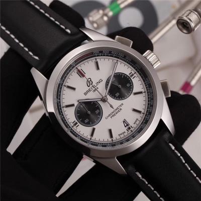 Replica Premier Japan VK Quartz Chronograph Mens Watch Black Dial Leather Strap C22