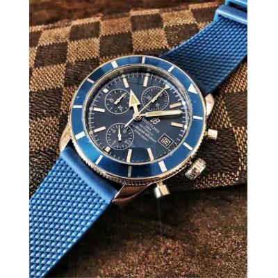 Replica Superocean Héritage  Japan Quartz Chronograph Mens Watch Blue Dial Rubber Strap C29