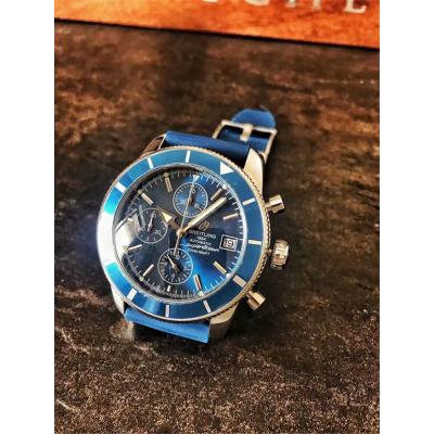 Replica Superocean Héritage  Japan Quartz Chronograph Mens Watch Blue Dial Rubber Strap C29