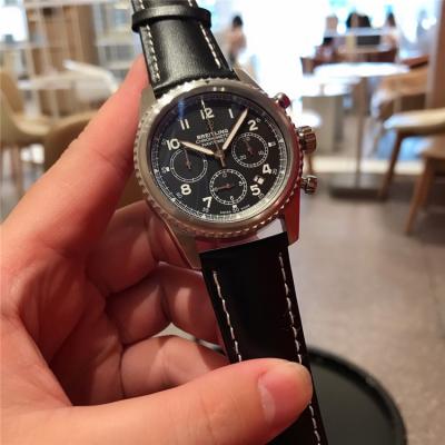 Replica Navitimer A21J  Automatic Movement Mens Watch Black Dial Leather Strap C36