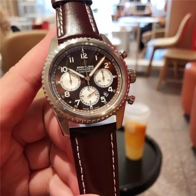 Replica Navitimer A21J  Automatic Movement Mens Watch Black Dial Leather Strap C36