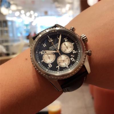 Replica Navitimer A21J  Automatic Movement Mens Watch Black Dial Leather Strap C36