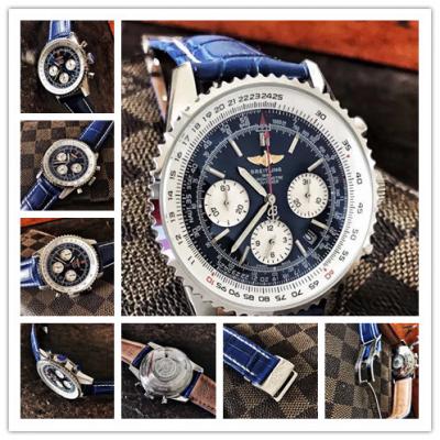 Replica Navitimer Japan Quartz Chronograph  Mens Watch Blue Dial Leather Strap C37