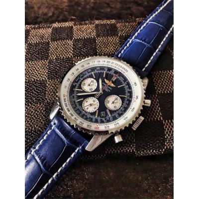 Replica Navitimer Japan Quartz Chronograph  Mens Watch Blue Dial Leather Strap C37