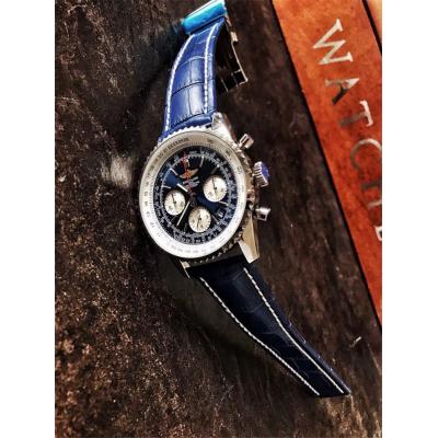 Replica Navitimer Japan Quartz Chronograph  Mens Watch Blue Dial Leather Strap C37