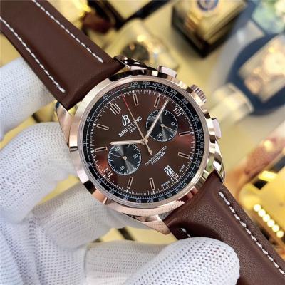 Replica Premier Japan Quartz Chronograph Mens Watch Black Dial Leather Strap C40