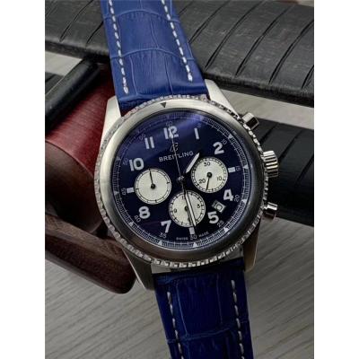 Replica Navitimer Japan VK Quartz Chronograph Mens Watch White Dial Leather Strap C42