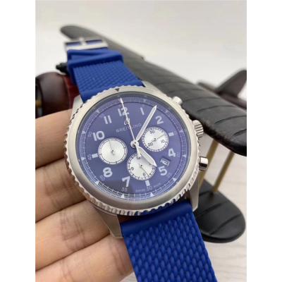 Replica Navitimer Japan VK Quartz Chronograph Mens Watch White Dial Leather Strap C42