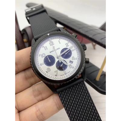 Replica Navitimer Japan VK Quartz Chronograph Mens Watch White Dial Leather Strap C42