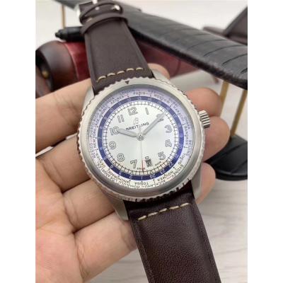 Replica Navitimer A21j Automatic Movement Mens Watch White Dial Leather Strap C43