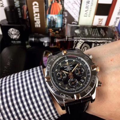 Replica Avenger Japan Quartz Chronograph Mens Watch Black Dial Leather Strap C55