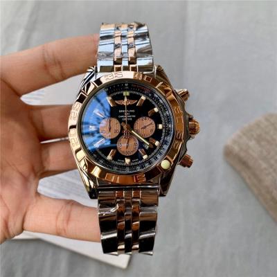 Replica Avenger Japan Quartz Chronograph Mens Watch Black Dial Two Tone Rose Gold C68