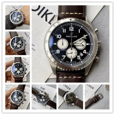 Replica Navitimer Japan Quartz Chronograph Mens Watch Black Dial Leather Strap C69