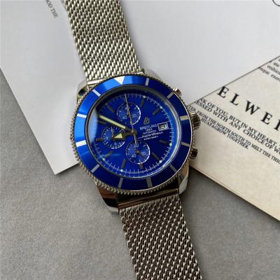 Replica Superocean Héritage  Japan Quartz Chronograph Mens Watch Blue Dial Stainless Steel C73