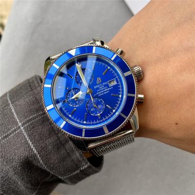 Replica Superocean Héritage  Japan Quartz Chronograph Mens Watch Blue Dial Stainless Steel C73