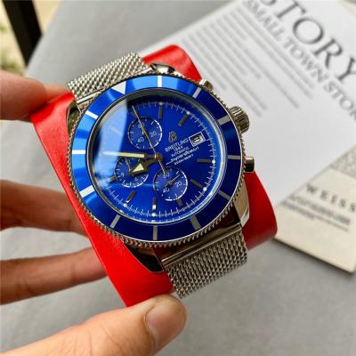 Replica Superocean Héritage  Japan Quartz Chronograph Mens Watch Blue Dial Stainless Steel C73