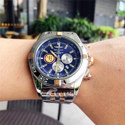 Replica Chronomat Japan Quartz Chronograph  Mens Watch Blue Dial Two Tone Rose Gold C95