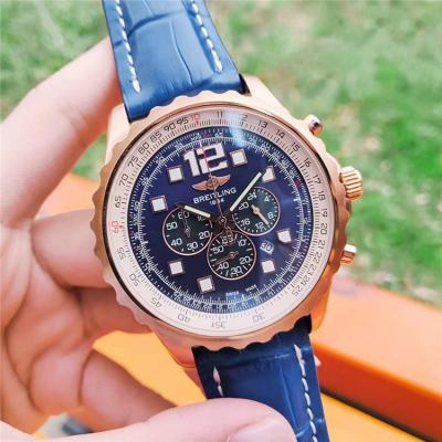 Replica Navitimer Japan Quartz Chronograph Mens Watch Black Dial Jubilee Bracelet Rose Gold C103