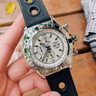 Replica Chronomat Japan Quartz Chronograph Mens Watch Brown Dial Rubber Strap C108