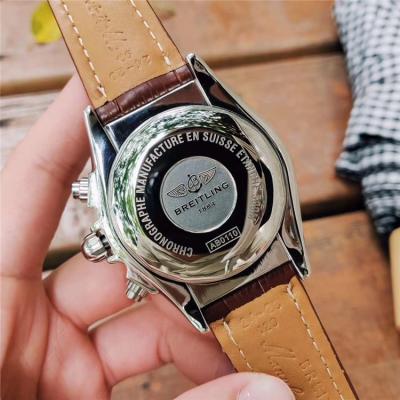 Replica Chronomat Japan Quartz Chronograph Mens Watch Brown Dial Rubber Strap C108