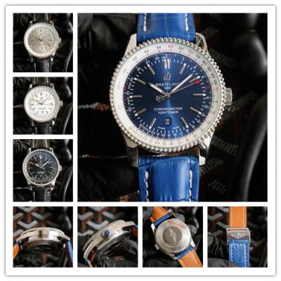 Replica Navitimer Japan Quartz Chronograph Mens Watch Blue Dial Leather Strap B C109