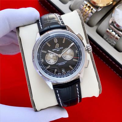 Replica Premier Japan Quartz Chronograph Mens Watch White Dial Leather Strap C125