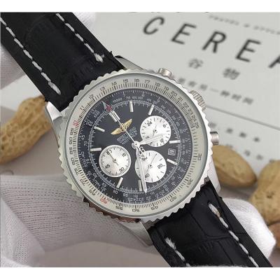 Replica Navitimer Japan Quartz Chronograph Mens Watch Blue Dial Leather Strap E01