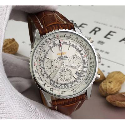 Replica Navitimer Japan Quartz Chronograph Mens Watch Blue Dial Leather Strap E01