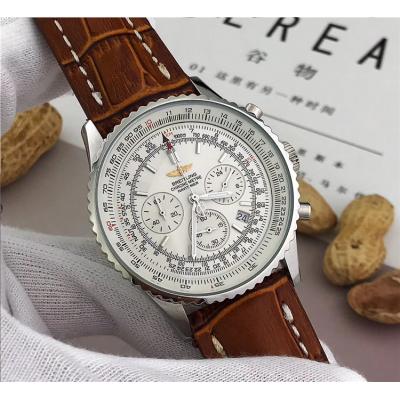 Replica Navitimer Japan Quartz Chronograph Mens Watch Blue Dial Leather Strap E01