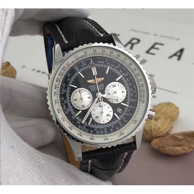 Replica Navitimer Japan Quartz Chronograph Mens Watch Blue Dial Leather Strap E01