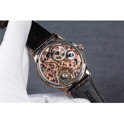 Replica Pilot A21j Automatic Movement Mens Watch Skeleton Dial Leather Strap E48