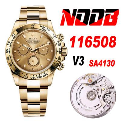 Daytona 116508 SA4130 Automatic Chronograph Mens Watch Best Edition NOOB V3 YG Champagne Dial 904L SS Bracelet CHS