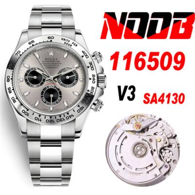 Daytona 116508 SA4130 Automatic Chronograph Mens Watch Best Edition NOOB V3 Gray Black Dial 904L SS Bracelet CHS