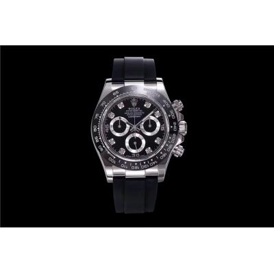 Daytona 116519 SA4130 Automatic Chronograph Mens Watch Best Edition NOOB V3 Black Diamonds Dial Oysterflex Rubber CHS