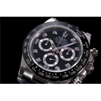 Daytona 116519 SA4130 Automatic Chronograph Mens Watch Best Edition NOOB V3 Black Diamonds Dial Oysterflex Rubber CHS