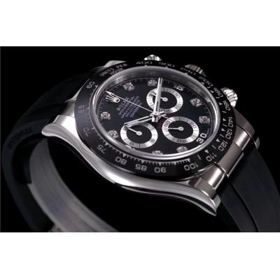 Daytona 116519 SA4130 Automatic Chronograph Mens Watch Best Edition NOOB V3 Black Diamonds Dial Oysterflex Rubber CHS