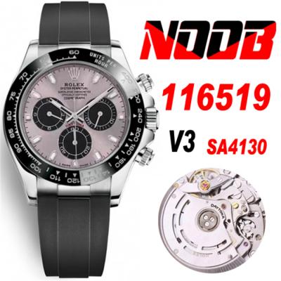 Daytona 116519 SA4130 Automatic Chronograph Mens Watch Best Edition NOOB V3 Gray Black Dial Oysterflex Rubber CHS